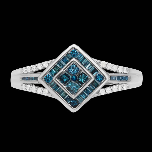 Blauer Diamant Ring 925 Silber platiniert  ca. 0,50 ct image number 2
