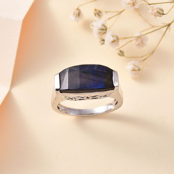 AAA Labradorit Ring 925 Silber rhodiniert (Gr&ouml;&szlig;e 17.00) ca. 9,50 ct image number 2