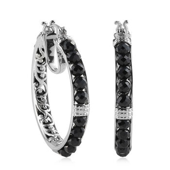 Schwarze Spinell-Creolen, Messing ca. 24,40 ct