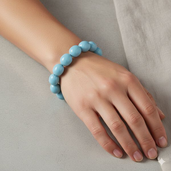 Sleeping Beauty t&uuml;rkisfarbene Oval Muschelkernperle 50cm Halskette und flexibles Armband image number 9