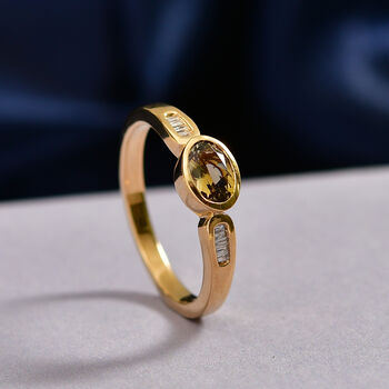 D'Joy AA nat&uuml;rlicher goldener Tansanit und Diamant Ring - 0,50 ct.