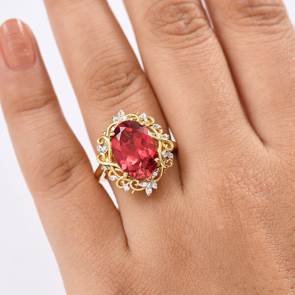 D'Joy Labor Padparadscha Saphir und Zirkon Ring - 8,43 ct. image number 3