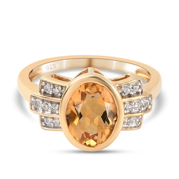 Citrin und Zirkon Ring 925 Silber vergoldet