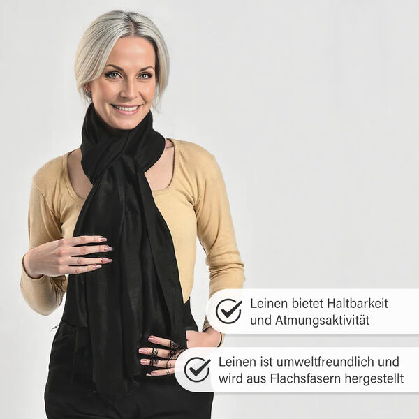Schal aus Seide und Leinen, 70x200 cm, Schwarz image number 4