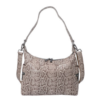 Hobo Tasche aus 100% echtem Leder, Schlangenhautmuster, Gr&ouml;&szlig;e 30x27x10 cm, Khaki