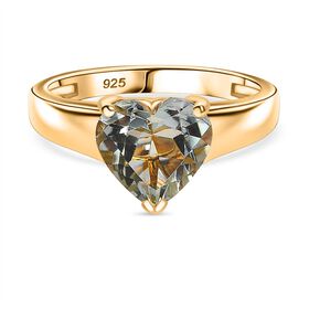 AA Prasiolite Ring 925 Silber 750 Gelb Vergoldet (Größe 21.00) ca. 2,33 ct