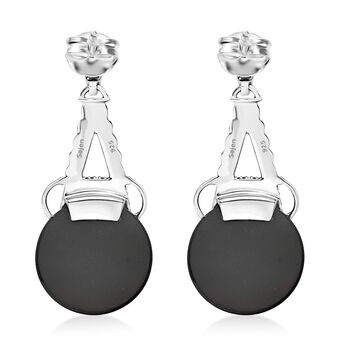 Sajen Silber - Schwarzer Onyx, Roter Granat Ohrringe 925 Silber rhodiniert ca. 11.30 ct