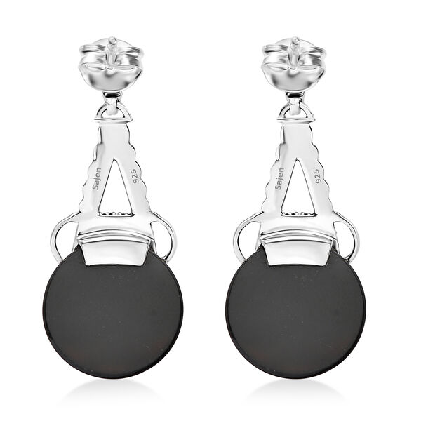 Sajen Silber - Schwarzer Onyx, Roter Granat Ohrringe 925 Silber rhodiniert ca. 11.30 ct image number 4