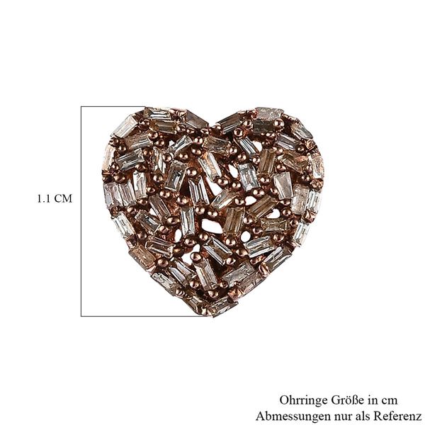 GP Heart Kollektion - Nat&uuml;rliche Champagner-Diamant und blaue Saphir-Cluster-Ohrstecker in Silber mit Ros&eacute;gold Vermeil - 0,50 ct. image number 6