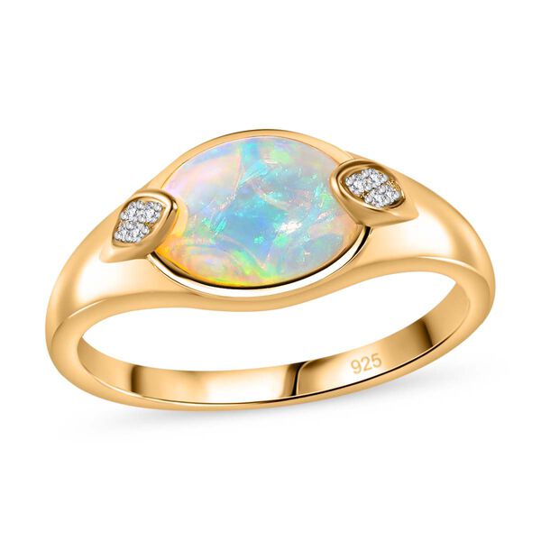 AA nat&uuml;rlicher, &auml;thiopischer Welo Opal und Zirkon-Ring - 1,29 ct. image number 5