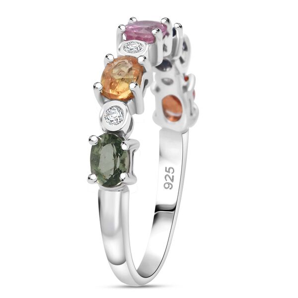 D'Joy AA Mehrfarbig Saphir, Blauer Saphir Ring 925 Silber rhodiniert (Gr&ouml;&szlig;e 17.00) ca. 1,26 ct image number 4