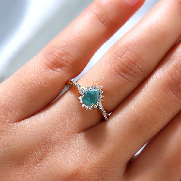 Grandidierit und Zirkon-Ring, 925 Silber vergoldet  ca. 1,00 ct image number 3