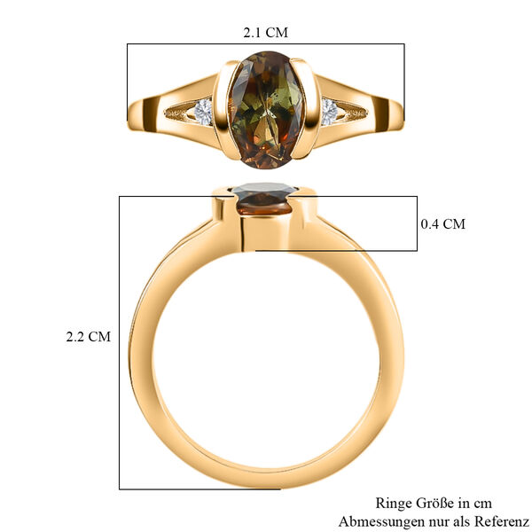 Natürlicher Jenipapo Andalusit und Zirkon Ring 925 Silber Gelbgold Vermeil  ca. 1,37 ct image number 7