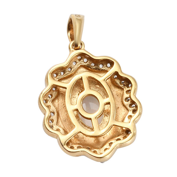 Nat&uuml;rlicher &Auml;thiopischer Opal und Zirkon Anh&auml;nger 925 Silber vergoldet ca. 0,87 ct image number 5