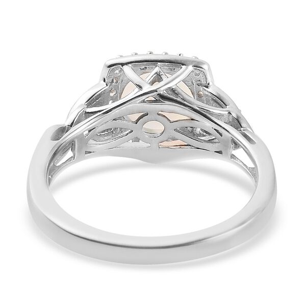 Nat&uuml;rlicher &Auml;thiopischer Opal und Zirkon Halo Ring 925 Silber Platin-&Uuml;berzug image number 6
