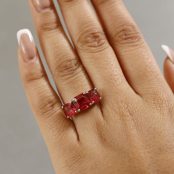 LUXURIANT DIAMOND- zertifiziert und geprüft AAA Labor Padparadscha Saphir Ring in 417 Weißgold - 7,95 ct. image number 2