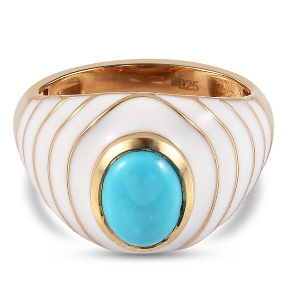 Nat&uuml;rlicher Sleeping Beauty T&uuml;rkis Solit&auml;r Ring 925 Silber Vermeil image number 0