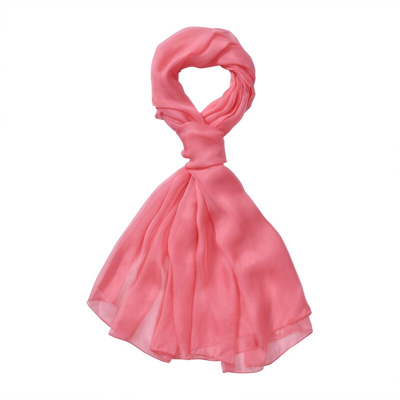 LA MAREY Solid chiffon 100% silk scarfMaterial:100% silk Size:110cm*180cmWeight : 50gColor: peach image number 0