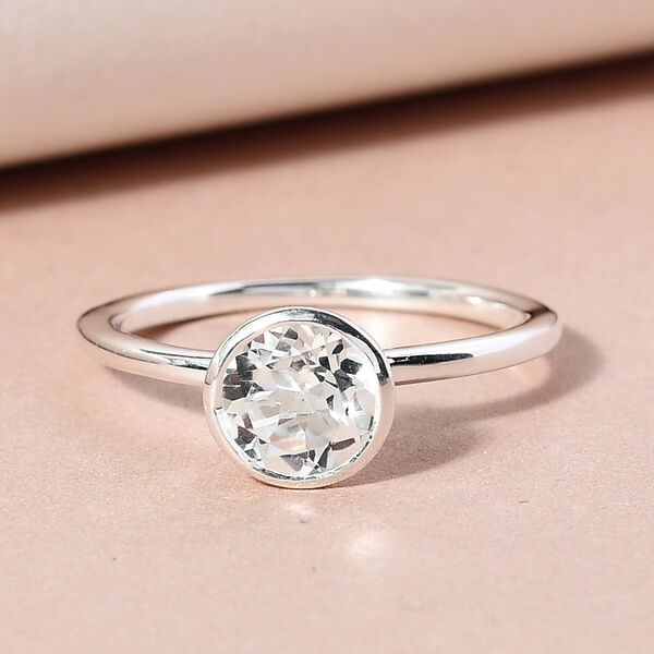 Wei&szlig;er Topas Solit&auml;r Ring 925 Silber  ca. 1,00 ct image number 2