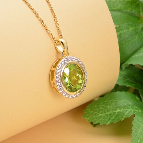 Natürlicher Peridot und Zirkon-Anhänger mit 50cm Kette - 4,19 ct. image number 3