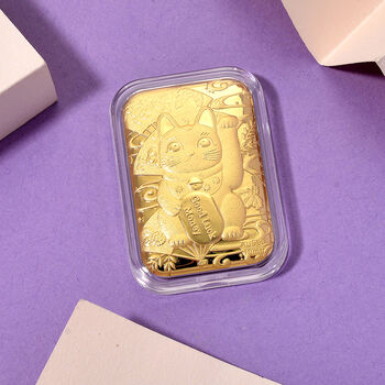 EXKLUSIVES GESCHENK - 999er Goldfolie mit Gl&uuml;ckskatze 10mg