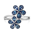Blauer Diamant Ring, 925 Silber platiniert, (Größe 19.00) ca. 0.33 ct