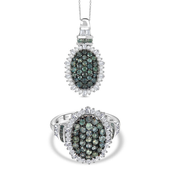 D&rsquo;Joy Alexandrit und Moissanit Ring und Anh&auml;nger mit 50cm Kette