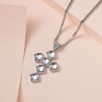 Wei&szlig;er Kreuz Kristall Halskette, ca. 60 cm, silberfarben