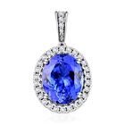 AAA Tansanit, Weißer Diamant Anhänger 585 Gold ca. 3,51 ct.