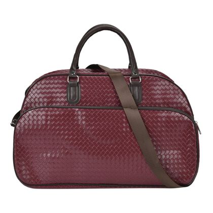 Elegante Reisetasche - PU-Au&szlig;enseite, Braune Gurte, 54 x 34 x 24 cm, Bordeaux