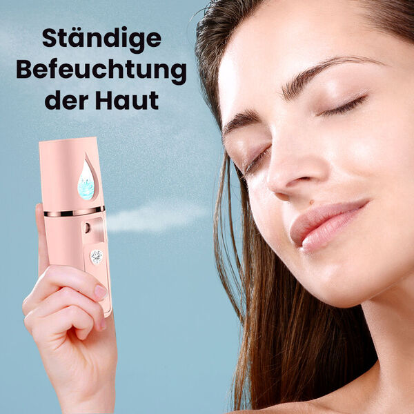 Nano Gesichtsspray mit Licht, Spiegel und USB-Kabel - Rosa image number 2