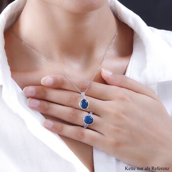 2er Set - Nat&uuml;rlicher Tafelberg Shadowkite Ring und Anh&auml;nger, 925 Silber platiniert ca. 7.96 ct