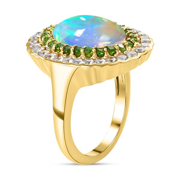Natürlicher, äthiopischer Welo Opal, Chromdiopsid und weißer Zirkon-Ring - 4,99 ct. image number 5