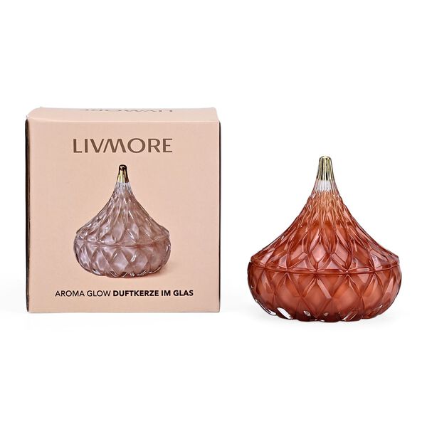 LIVMORE - Duftkerze Winterzauber-Design, 25 Std. Brenndauer, 150g, 4,5 ml &auml;therisches &Ouml;l, Jasmin und Neroli, Dunkelrot image number 5