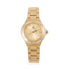 William Hunt Eleganz: Moissanit-Akzentuhr mit Miyota-Japanwerk und Reiner Edelstahlarmband, goldfarben, ca. 0.20 Carat 0.20 ct