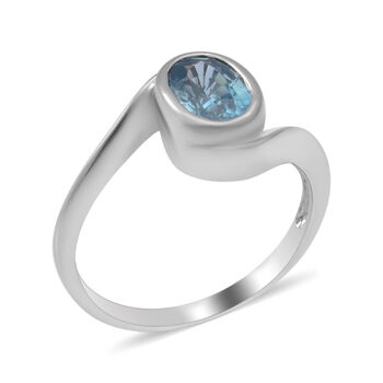 Kambodschanischer blauer Zirkon Bypass Ring 925 Silber platiniert  ca. 2,50 ct