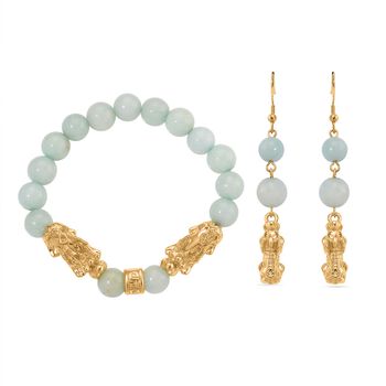 2er Set - Mehrfarbiger Amazonit Armband und Ohrringe, ca. 110.00 ct