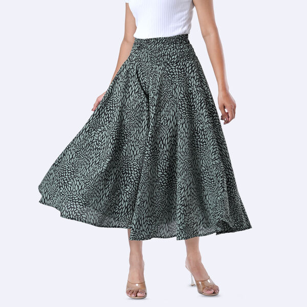 Weit geschnittene Freizeithose, Smockbund, 85x39cm, Schwarz und gr&uuml;n image number 5