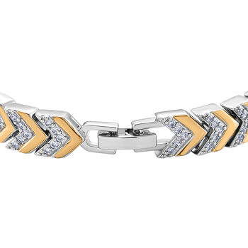 Wei&szlig;es Zirkonia 19cm zweifarbiges Armband