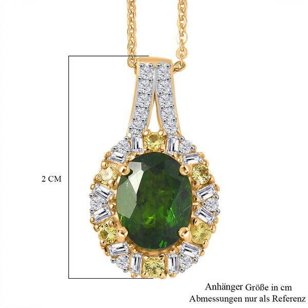 D'Joy Natürlicher Chromdiopsid, Gelber Saphir Schmuckset ca. 50 cm 925 Silber 750 Gelbgold Vermeil ca. 2,58 ct. image number 6