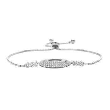 Wei&szlig;es Zirkonia Bolo-Armband, ca. 15.25 cm, silberfarben