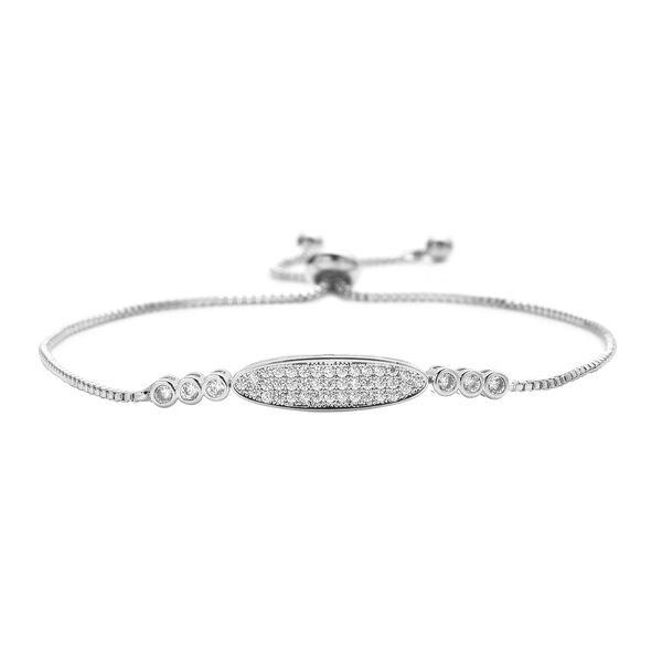 Wei&szlig;es Zirkonia Bolo-Armband, ca. 15.25 cm, silberfarben