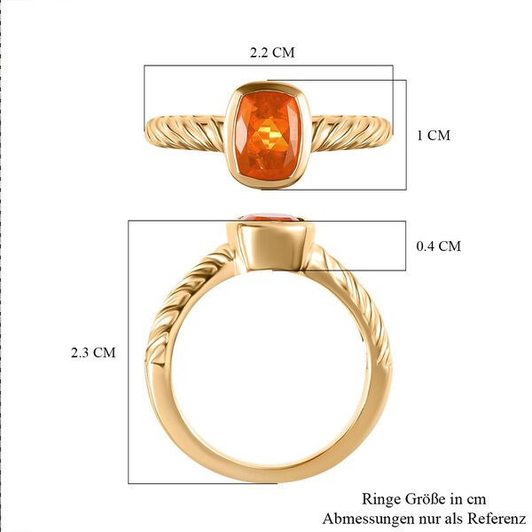 Salamanca Feueropal-Ring, 925 Silber Gelbgold Vermeil, ca. 1.07 ct image number 7