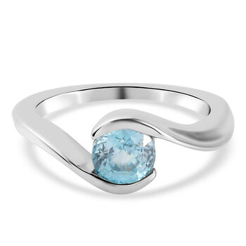 Kambodschanischer blauer Zirkon Bypass Ring 925 Silber platiniert (Gr&ouml;&szlig;e 16.00) ca. 1,10 ct