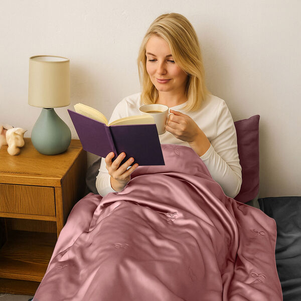 Serenity Night 100% Maulbeerseide Seidendecke mit 350gsm Seidenfüllung, 135x200cm, Altrosa image number 2