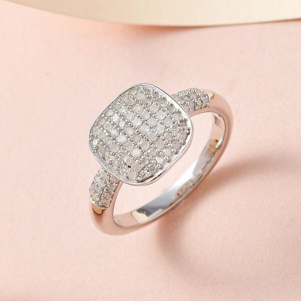 Weißer Diamant Ring, 925 Silber platiniert (Größe 19.00) ca. 0.50 ct image number 1
