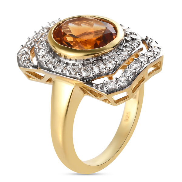 Madeira Citrin und Zirkon Ring 925 Silber vergoldet  ca. 3,24 ct image number 5