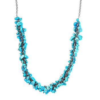 Amerikanische, nat&uuml;rliche Sleeping Beauty T&uuml;rkis-Halskette, ca. 50 cm, 925 Silber platiniert ca. 80.00 ct