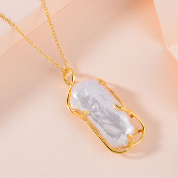 Wei&szlig;e Keshi Perle Anh&auml;nger mit 45cm Kette