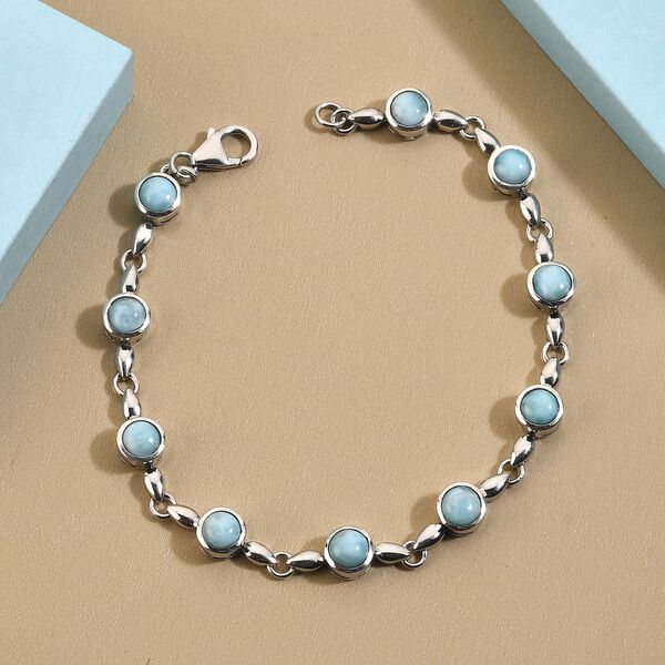 Larimar Armband, ca. 19 cm, 925 Silber platiniert ca. 6,63 ct image number 2